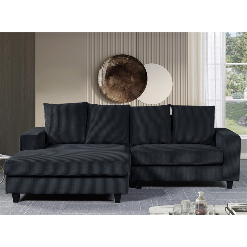 Alexent Fabric Sectional Sofa Deep Seat Left Facing Sleeper Chaise Dark Gray