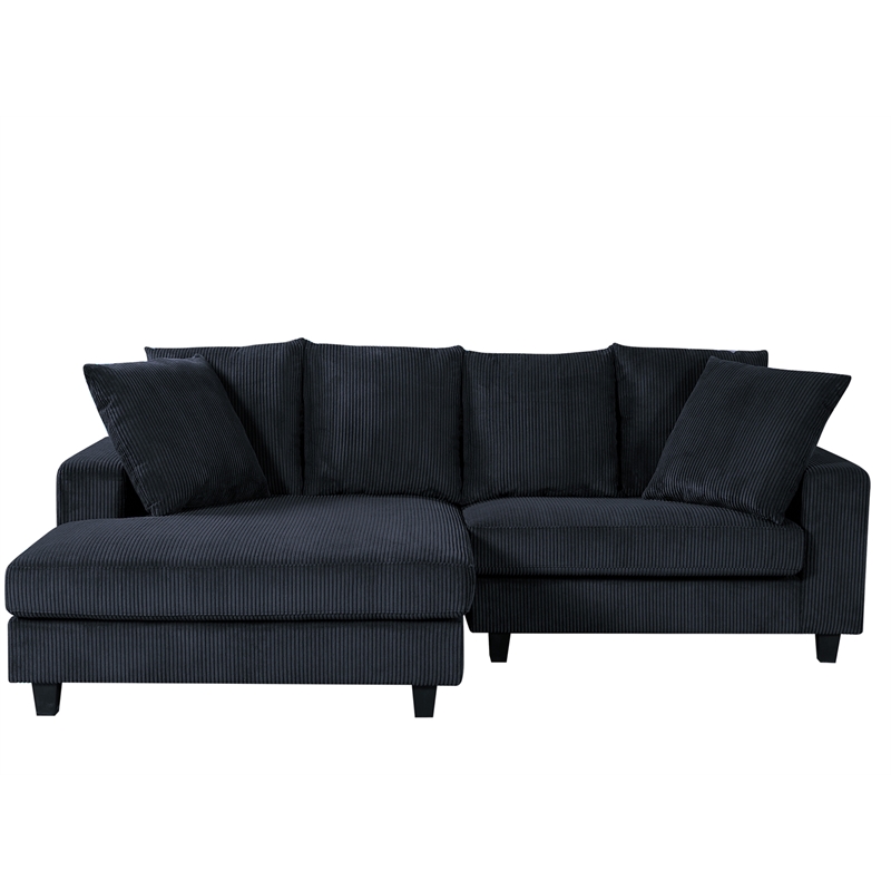 Alexent Fabric Sectional Sofa Deep Seat Left Facing Sleeper Chaise Dark Gray