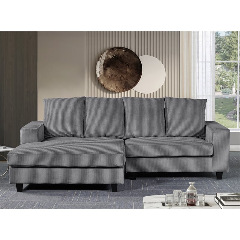 Alexent Fabric Sectional Sofa Deep Seat Left Facing Sleeper Chaise Gray