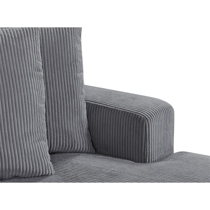 Alexent Fabric Sectional Sofa Deep Seat Left Facing Sleeper Chaise Gray