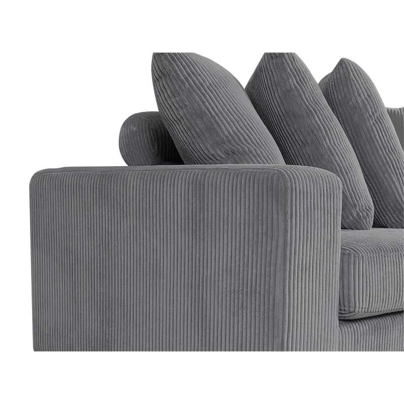 Alexent Fabric Sectional Sofa Deep Seat Left Facing Sleeper Chaise Gray
