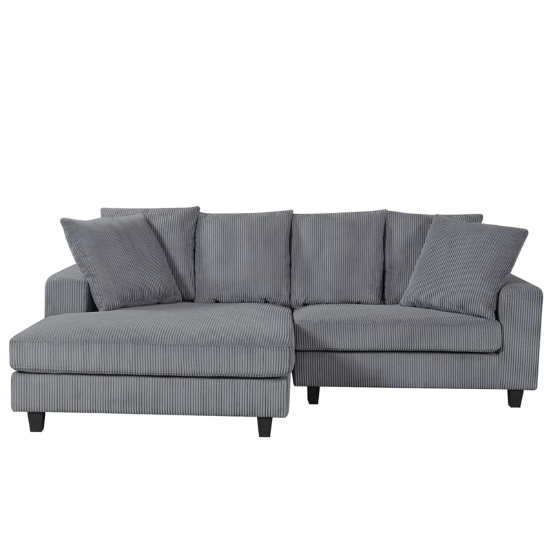 Alexent Fabric Sectional Sofa Deep Seat Left Facing Sleeper Chaise Gray