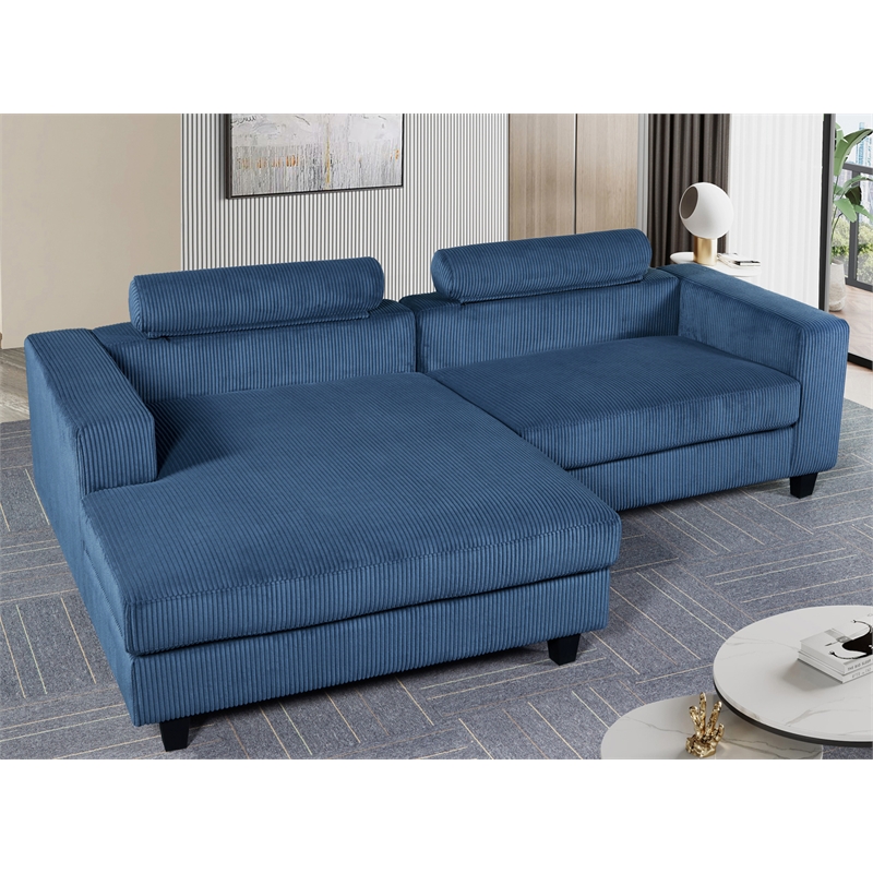Alexent Deep Seat Sofa Sectional Fabric Sleeper Couch Bed Blue