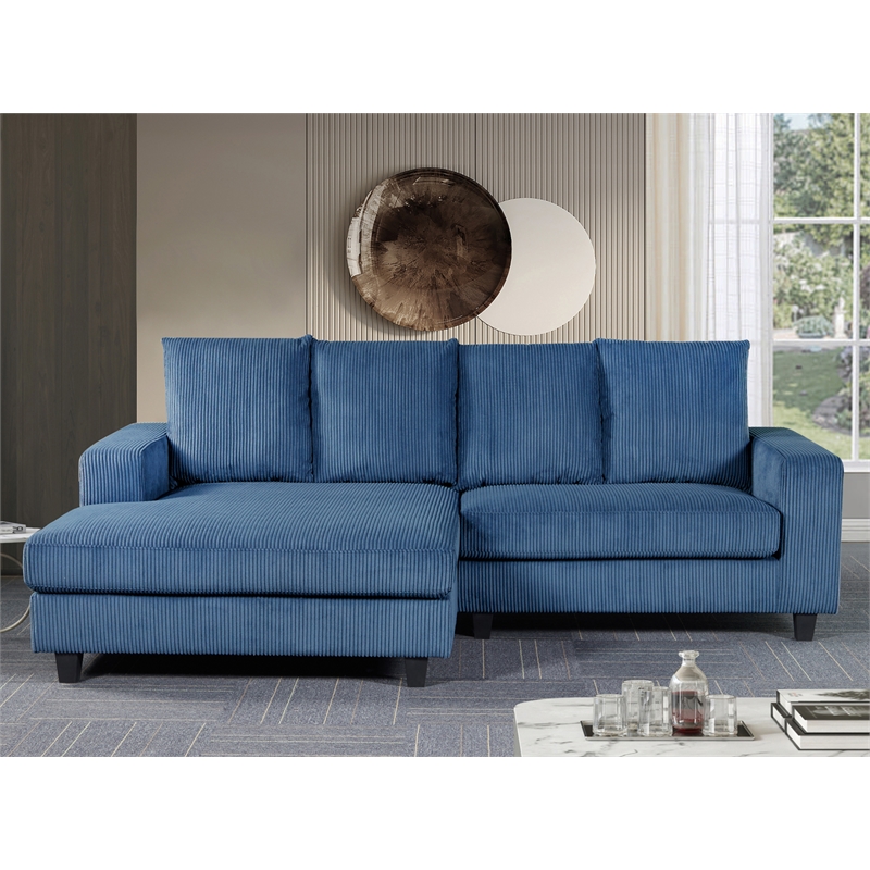 Alexent Deep Seat Sofa Sectional Fabric Sleeper Couch Bed Blue