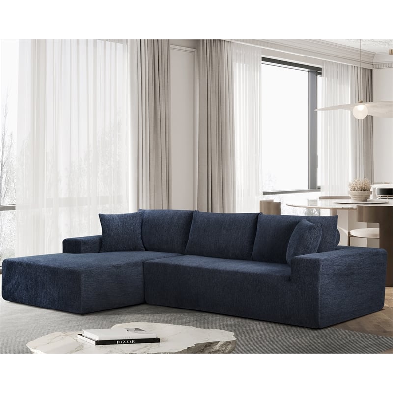 Deep Sofa Couch Blue Chenille Fabric Sofa Bed 108