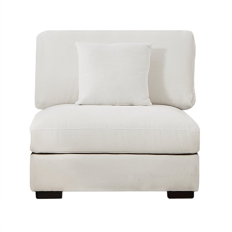 Modular Loveseat with Ottoman Chaise Chenille Wide Couch Sectionals White