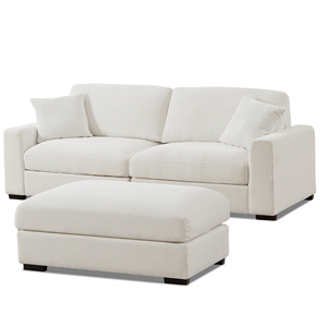 Modular Loveseat with Ottoman Chaise Chenille Wide Couch Sectionals White