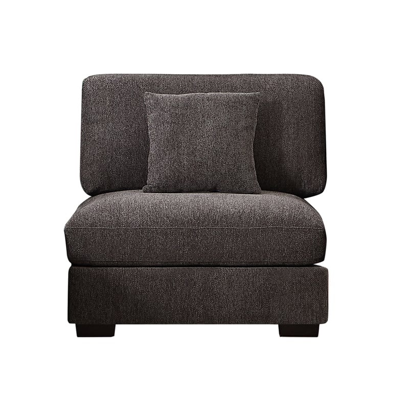 Modular Loveseat with Ottoman Chaise Chenille Wide Couch Sectionals Dark Gray