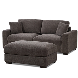 Modular Loveseat with Ottoman Chaise Chenille Wide Couch Sectionals Dark Gray