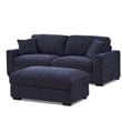 Modular Loveseat with Ottoman Chaise Chenille Extra Wide Couch Sectionals Blue