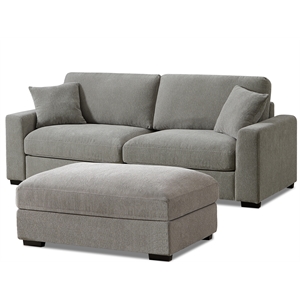 Modular Loveseat with Ottoman Chaise Chenille Extra Wide Couch Sectionals Gray