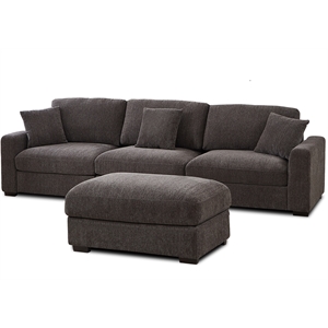 3 Seat Sofa Couch with Chaise Deep Modular Sectionals Chenille Sofa Dark Gray