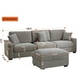 Deep Sectional Sofa with Chaise 3 Seat Modular Sofa Chenille Couch Gray