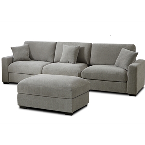 Deep Sectional Sofa with Chaise 3 Seat Modular Sofa Chenille Couch Gray