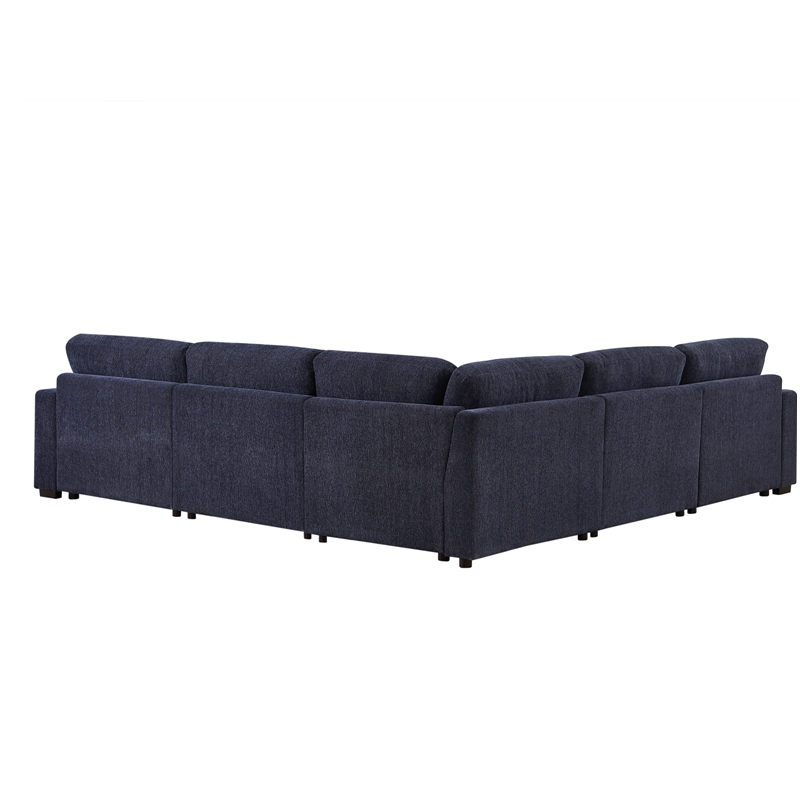 Modern Deep Couch with Chaise L Shape Modular Sectional Sofa Livnig Room Blue