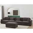 Modern Deep Couch with Chaise Chenille Modular Sectional Sofa Livnig Room Gray