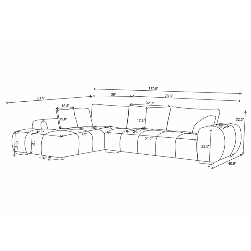 Modular Couch Sofa Chaise Set Chenille Soft Sectionals with Deep Seats Caramel