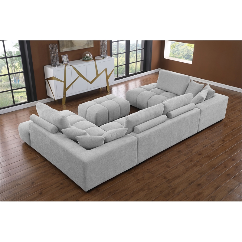 Kingsley 4-Piece Chenille Upholstered Large U-Shape Sectional Light Gray