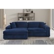 Liam 2-Piece Fabric Upholstered Corduroy Deep Seat Sofa Sleeper Chaise Dark Blue