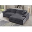 Liam 2-Piece Fabric Upholstered Corduroy Sofa Right Facing Chaise Dark Gray
