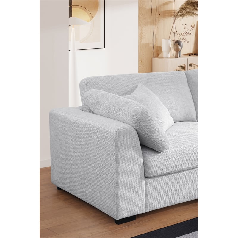 Luis Polyester Upholstered Modern Sectional Sofa Loveseat with Ottoman Gray
