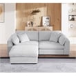 Luis Polyester Upholstered Modern Sectional Sofa Loveseat with Ottoman Gray