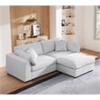 Luis Polyester Upholstered Modern Sectional Sofa Loveseat with Ottoman Gray