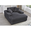 Amelia Polyester Corduroy Comfy Chaise Lounges Sofa Bed With Deep Seat Dark Gray