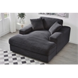Amelia Polyester Corduroy Comfy Chaise Lounges Sofa Bed With Deep Seat Dark Gray