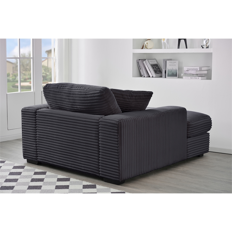 Amelia Polyester Corduroy Comfy Chaise Lounges Sofa Bed With Deep Seat Dark Gray