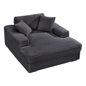 Amelia Polyester Corduroy Comfy Chaise Lounges Sofa Bed With Deep Seat Dark Gray