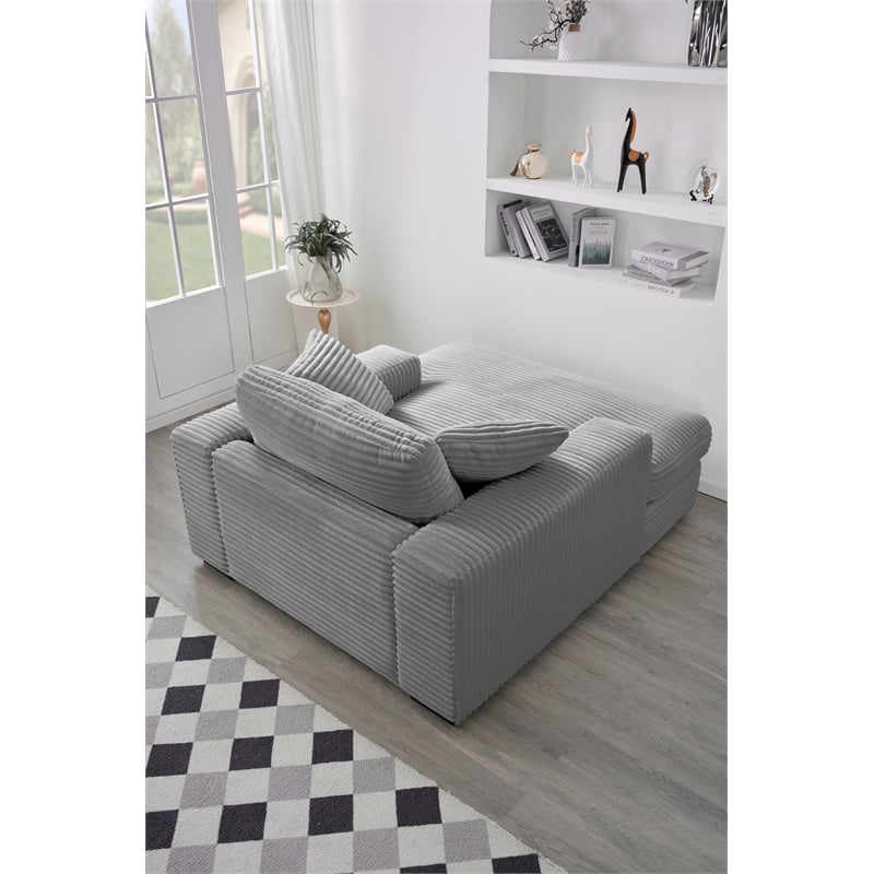 Amelia Polyester Corduroy Comfy Chaise Lounges Sofa Bed With Deep Seat Gray