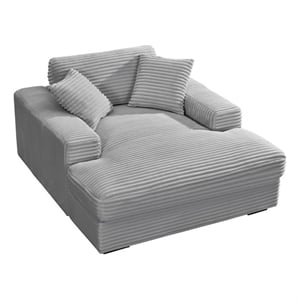 Amelia Polyester Corduroy Comfy Chaise Lounges Sofa Bed With Deep Seat Gray