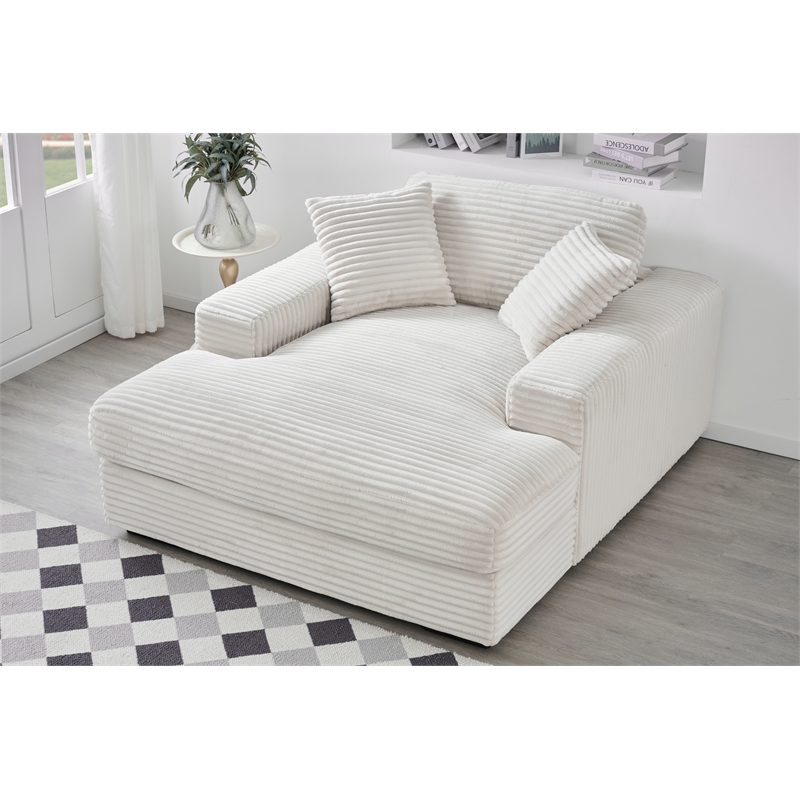 Amelia Polyester Corduroy Comfy Chaise Lounges Sofa Bed With Deep Seat White