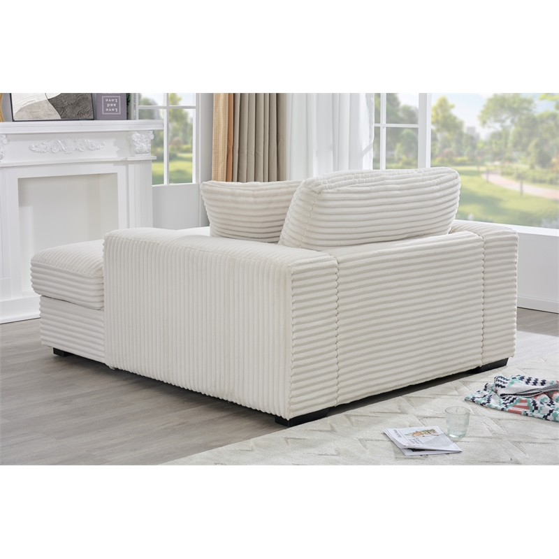 Amelia Polyester Corduroy Comfy Chaise Lounges Sofa Bed With Deep Seat White