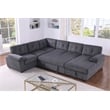 Shin Polyester Corduroy Sleeper Sofa Bed With Storage Chaise Dark Gray