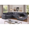 Shin Polyester Corduroy Sleeper Sofa Bed With Storage Chaise Dark Gray