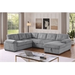 Shin Polyester Corduroy Sleeper Sofa Bed With Storage Chaise Light Gray