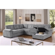 Shin Polyester Corduroy Sleeper Sofa Bed With Storage Chaise Light Gray