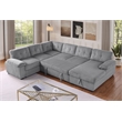 Shin Polyester Corduroy Sleeper Sofa Bed With Storage Chaise Light Gray