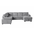 Shin Polyester Corduroy Sleeper Sofa Bed With Storage Chaise Light Gray