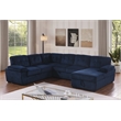 Shin Polyester Corduroy Sleeper Sofa Bed With Storage Chaise Blue
