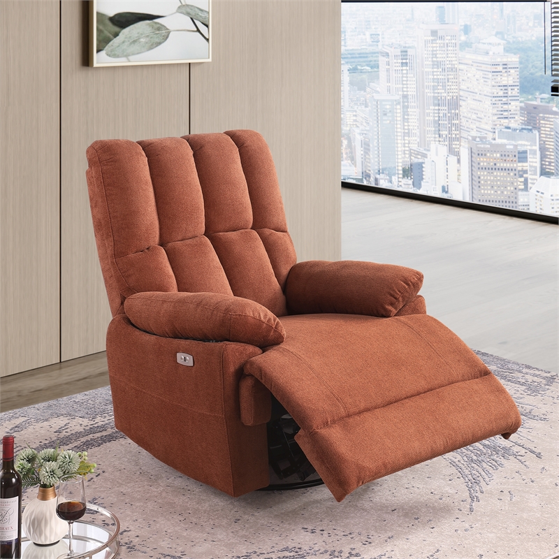 Ada Dual Motor Power Lift Recliner With USB Port Fabric Upholstered Caramel