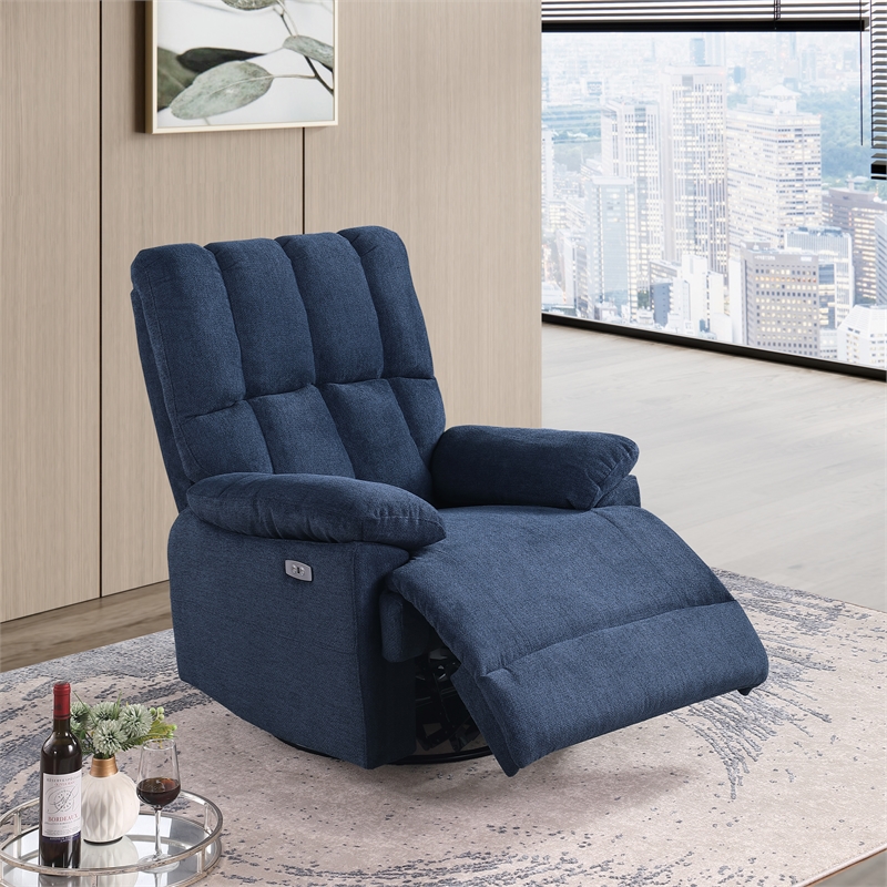 Ada Dual Motor Power Lift Recliner With USB Port Fabric Upholstered Blue