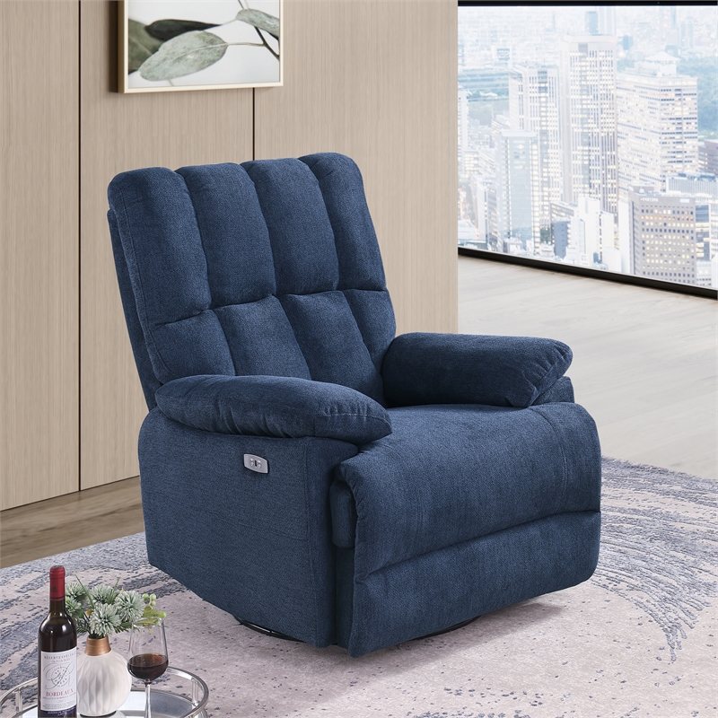 Ada Dual Motor Power Lift Recliner With USB Port Fabric Upholstered Blue