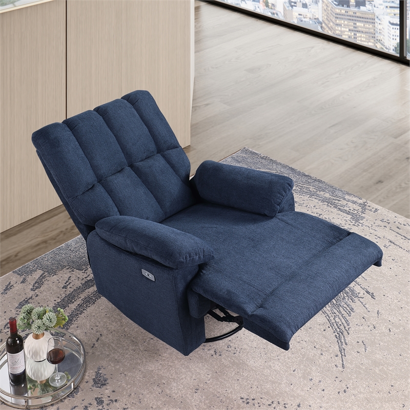 Ada Dual Motor Power Lift Recliner With USB Port Fabric Upholstered Blue