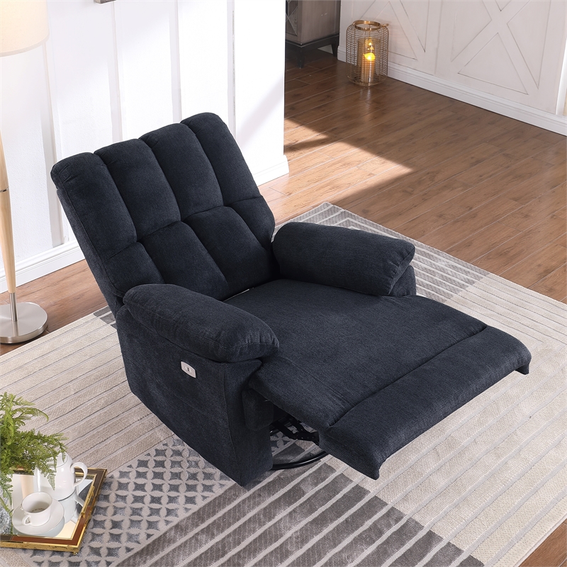 Ada Dual Motor Power Lift Recliner With USB Port Fabric Upholstered Black