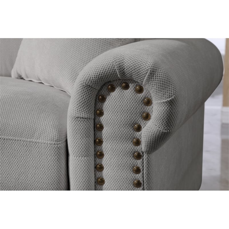 Oliver Modern Style Polyester Upholstered Large Sectional Sofa Couch Light Gray