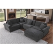 Oliver Polyester Upholstered Large 4 Seats Sectional Sofa with Ottoman Dark Gray