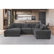 Oliver Polyester Upholstered Large 4 Seats Sectional Sofa with Ottoman Dark Gray